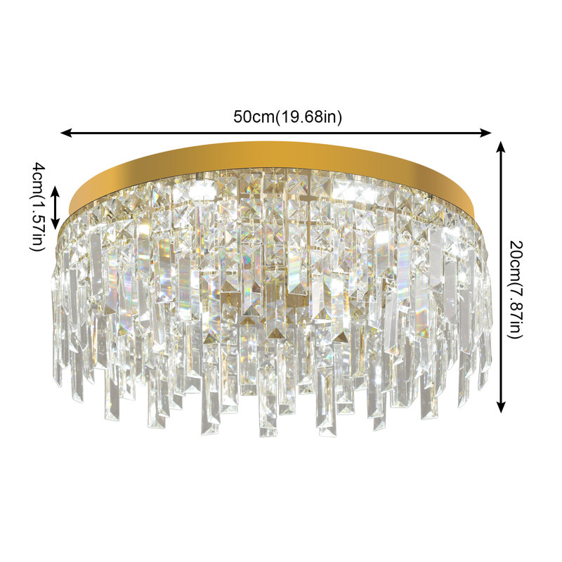 Retsof 1 - Light Chandelier, 20cm H x 50cm W x 50cm D, Gold