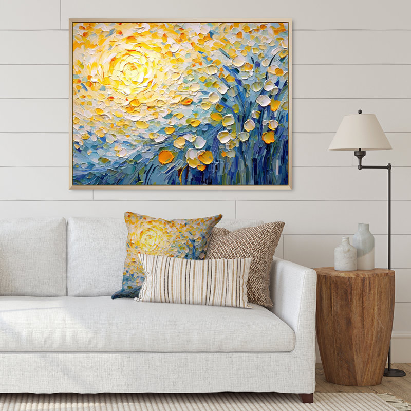 «Blossoming Summer Buttercups Flower Field - Fleurs, reproduction sur toile (sans texture), art mural floral, Naturel