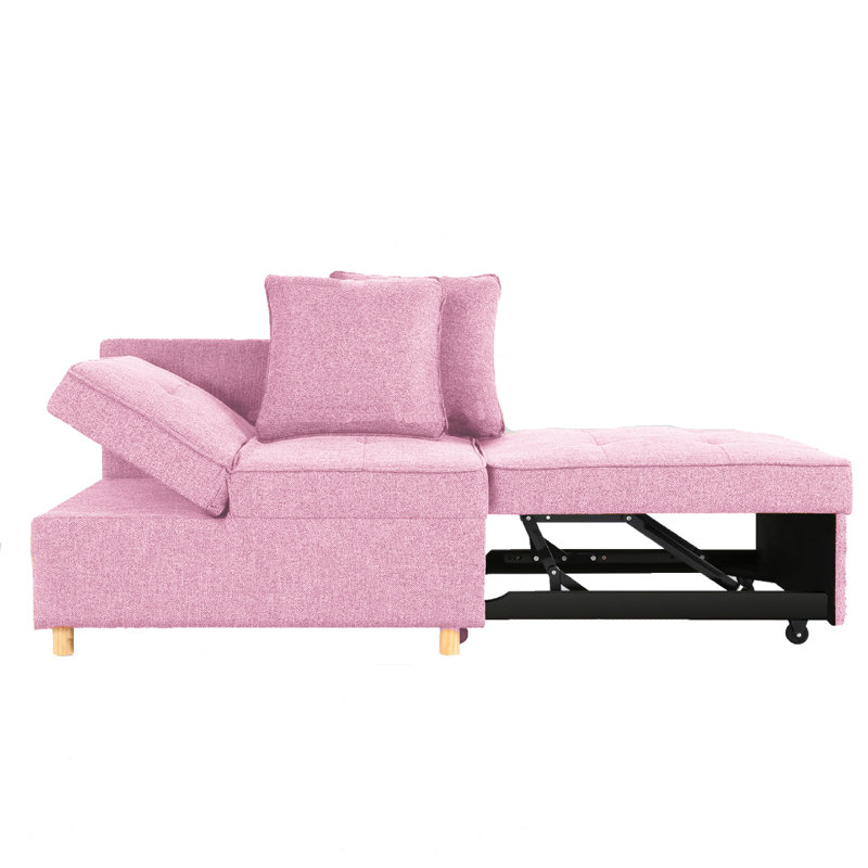 Acklen 70.8" Linen Armless Sofa Bed, Pink