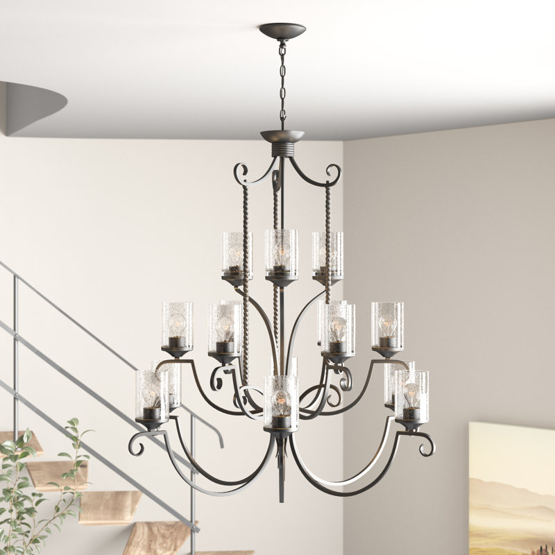 Lustre à niveaux avec abat-jour à 15 lumières Casa