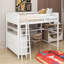 Lit mezzanine double avec tiroirs, bureau et tablettes
