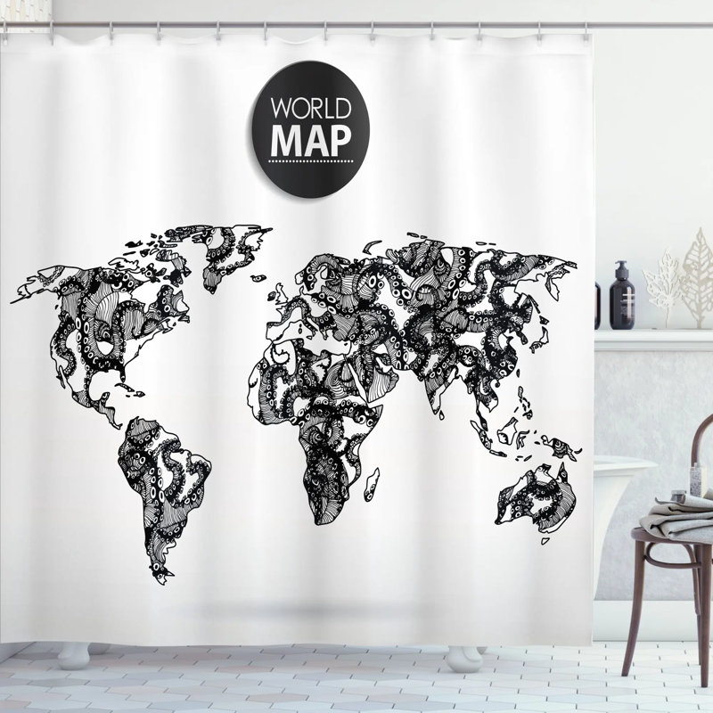 Shower Curtain with Hooks Included, 70" H x 69" W