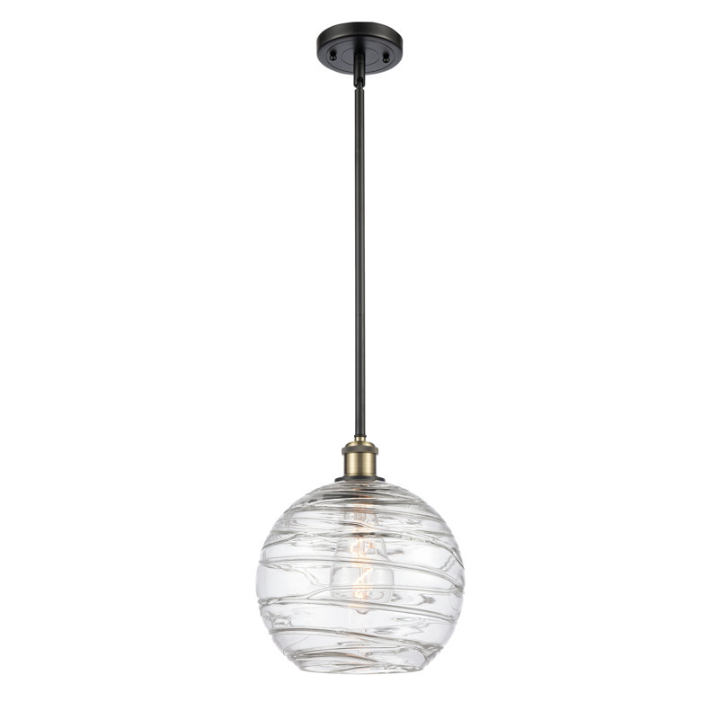 Mott 1-Light Single Pendant, Black Antique Brass, 13" H x 10" W x 10" D, 6 Watt vinage LED Bulb