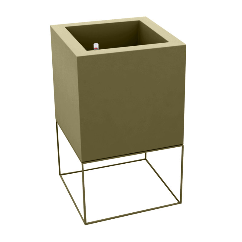 Vela Resin Pot Planter, Ecru, 27.5" H x 15.75" W x 15.75" D