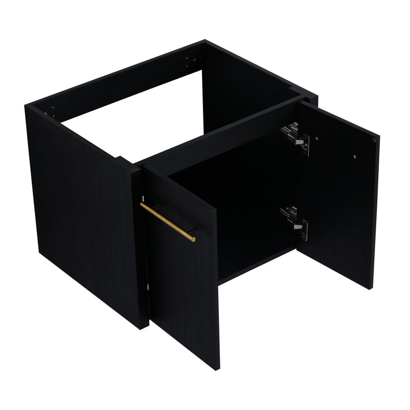 Meuble-lavabo noir en châtaignier noir avec un design élégant et des tiroirs spacieux