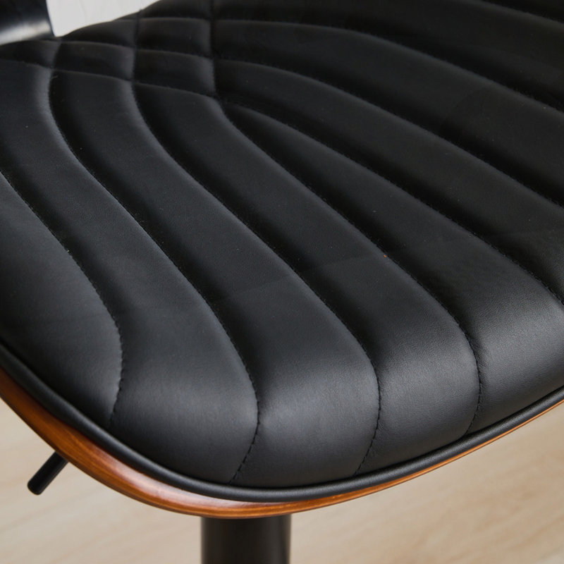 Chaises de bar noires réglables Mid-Century, Noir, 1