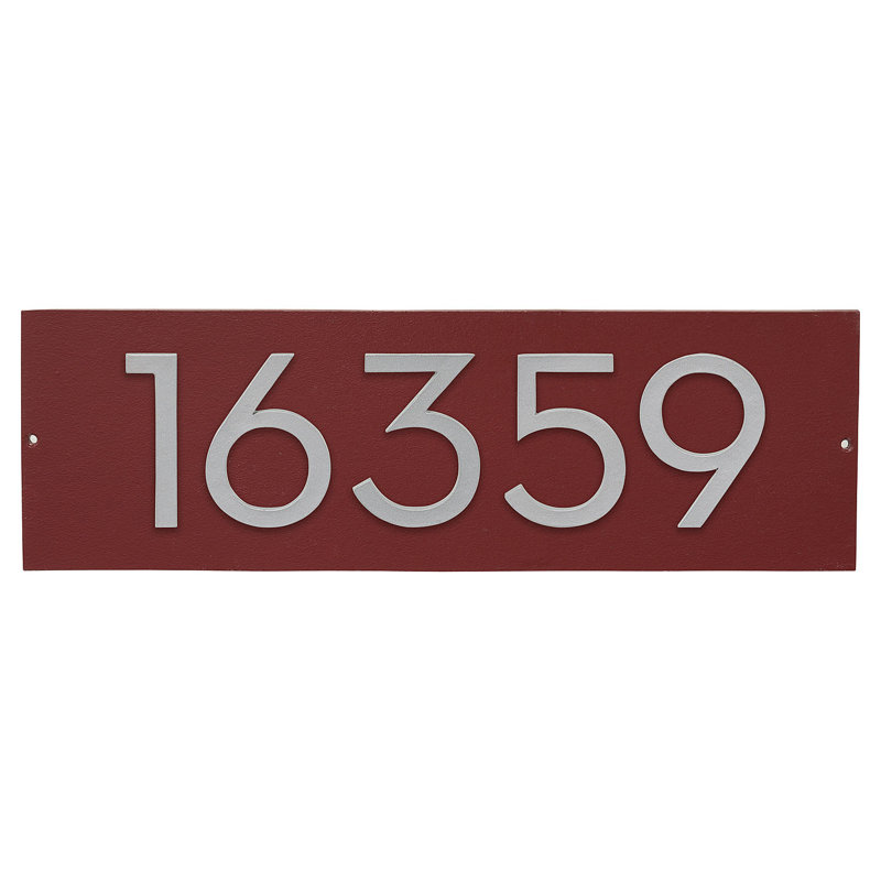 Plaque murale rectangulaire, Rouge brique / Argent, Oui