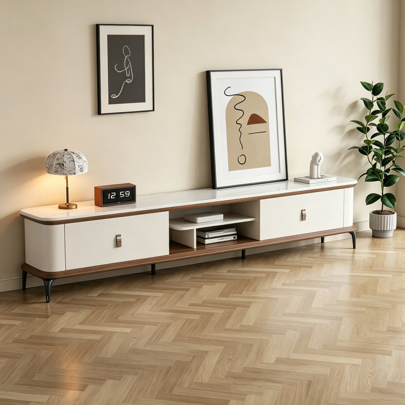 Meuble de rangement de meuble télé de luxe moderne et minimaliste, H 17,72 po x L 78,74 po x l 15,75 po