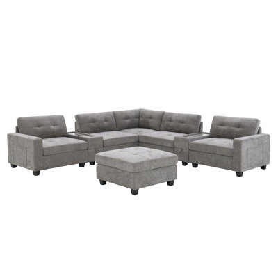 104'' Sectional Sofa With Acrylic Table Top