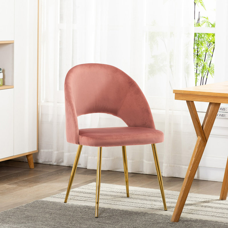 Liara 18.11'' H Velvet Upholstered Side Chair, Pink, 2