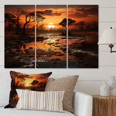 " African Sunset Oasis I " 3 - Pieces