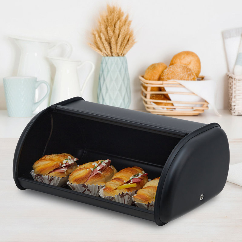 Boîte à pain en acier inoxydable pour comptoir de cuisine, Noir