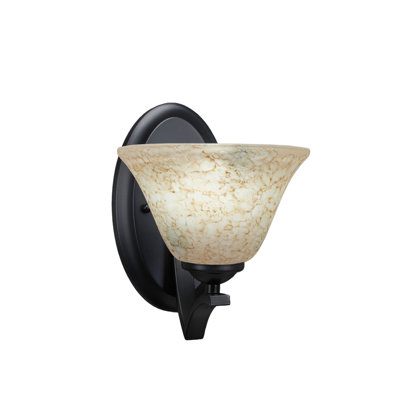 Zilo Wall Sconce Shown In Matte Black Finish With 7" Italian Marble Glass