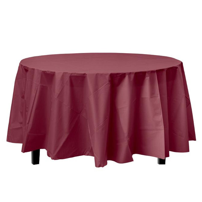 Nicole Fantini Plastic Disposable Round Tablecloth 84", Chestnut, 8