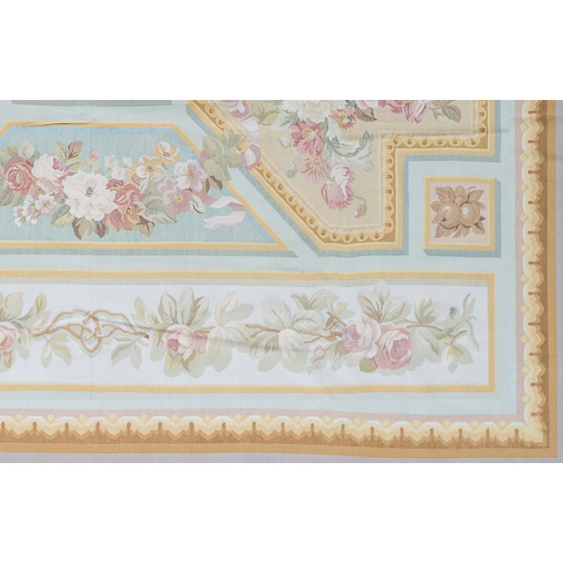 Hand-Knotted High-Quality Blue and Beige Area Rug