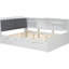 Lit plateforme double en bois blanc avec lit gigogne, rangement intégré et tête de lit-1244812462