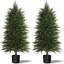Artificial Cedar Trees 2 Set, Fake Evergreen Topiary Tree, Outdoor Potted Fake Cypress Plant for Front Porch Garden Home Living Room Decor-1929135448