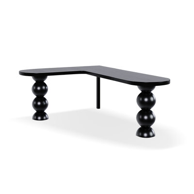Black L-Shaped Solid Wood desk