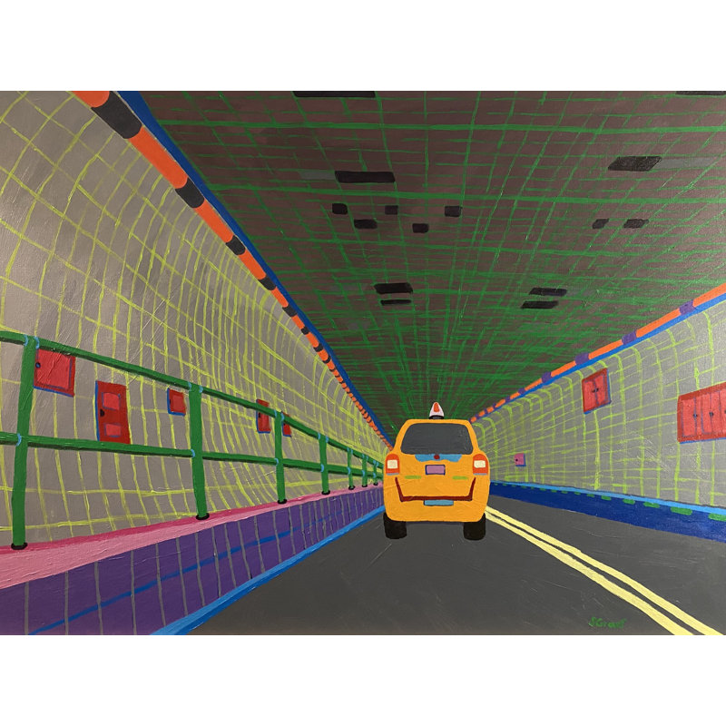 Driving Through the Holland Tunnel Framed Print, 16" H x 20" W, Black Framed Paper