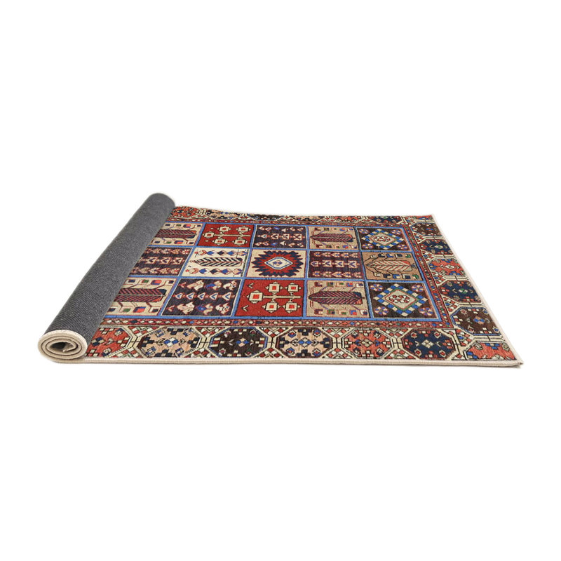 Tapis traditionnel rouge / beige / noir, Rond 5 pi