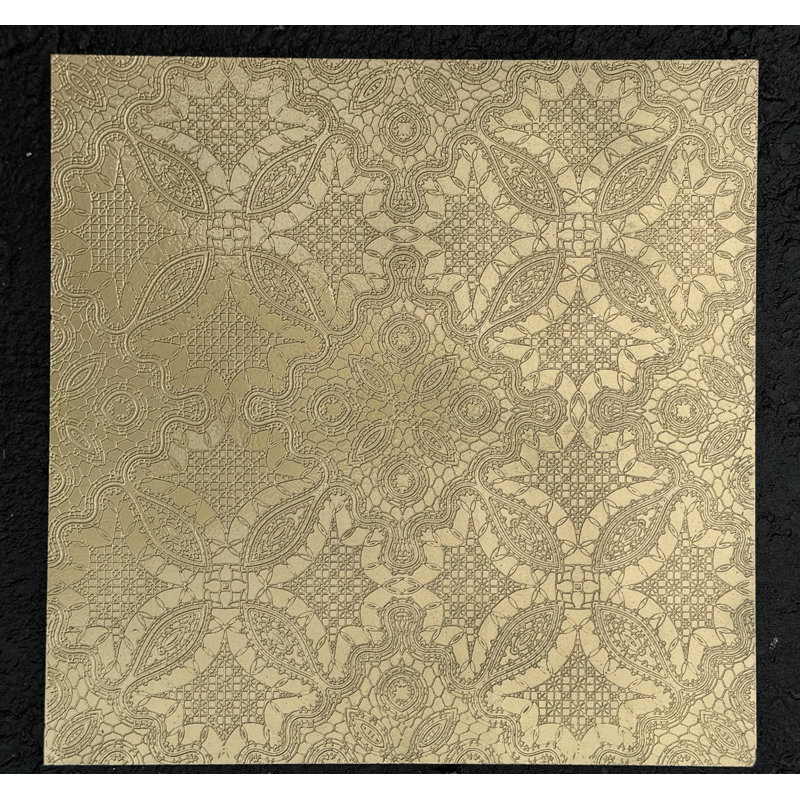 Pattern Etched Gold Marble Tile