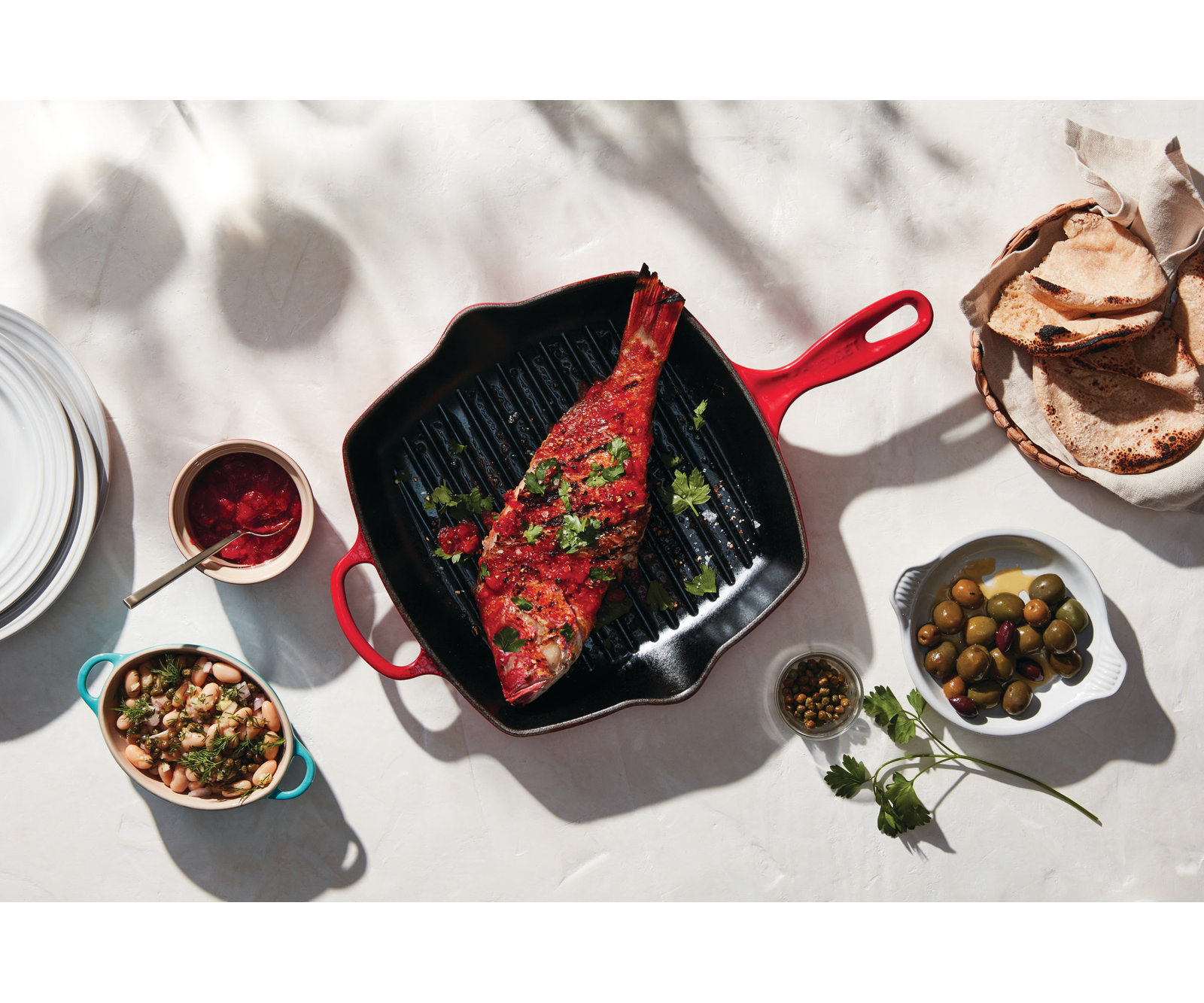 Le Creuset Signature 10" Skillet Grill, Cerise Red