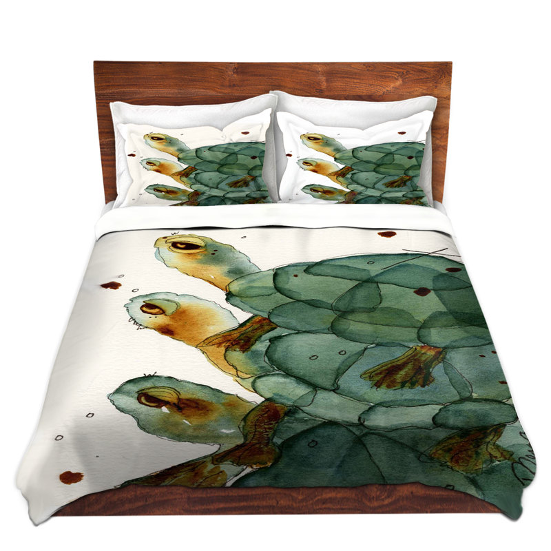 Ensemble de housse de couette turtle broyage, 1 housse de couette grand + 2 taies standards