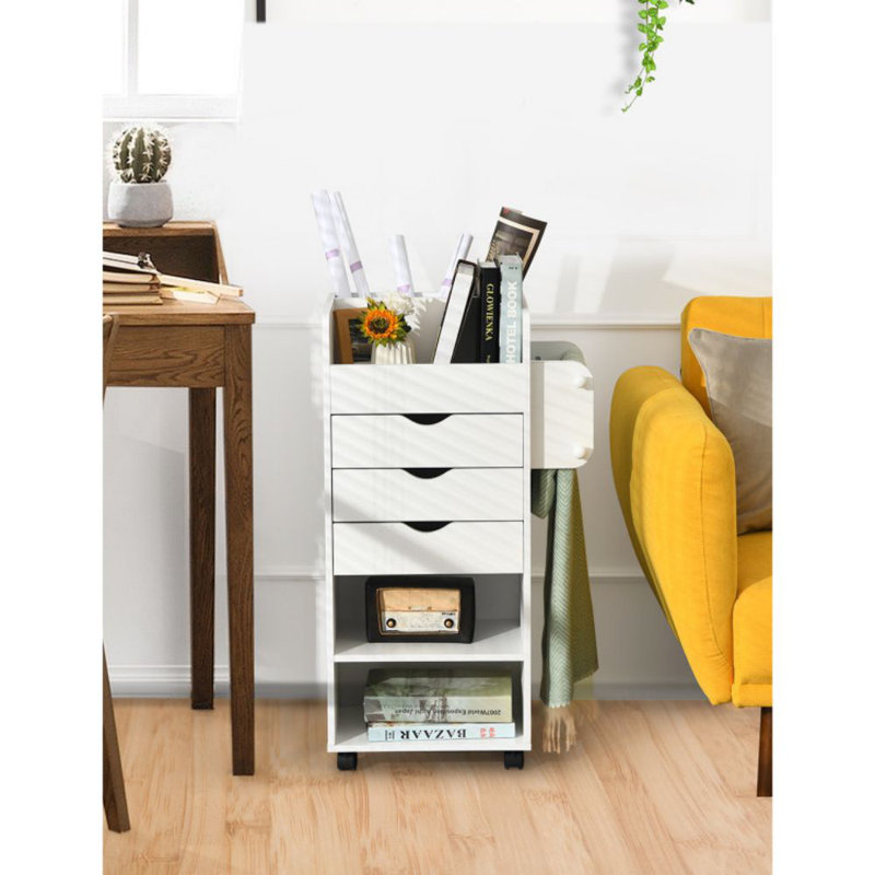 Wooden Utility Rolling Craft Storage Cart With Lockable Casters