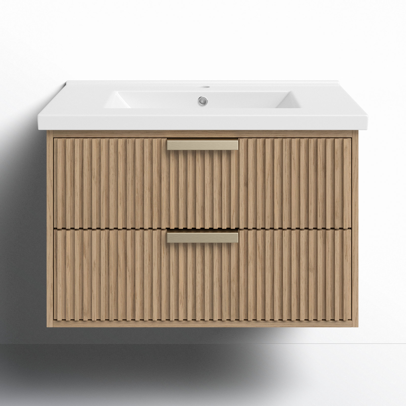 Anelie 30'' Single Bathroom Vanity, Oak, Gold