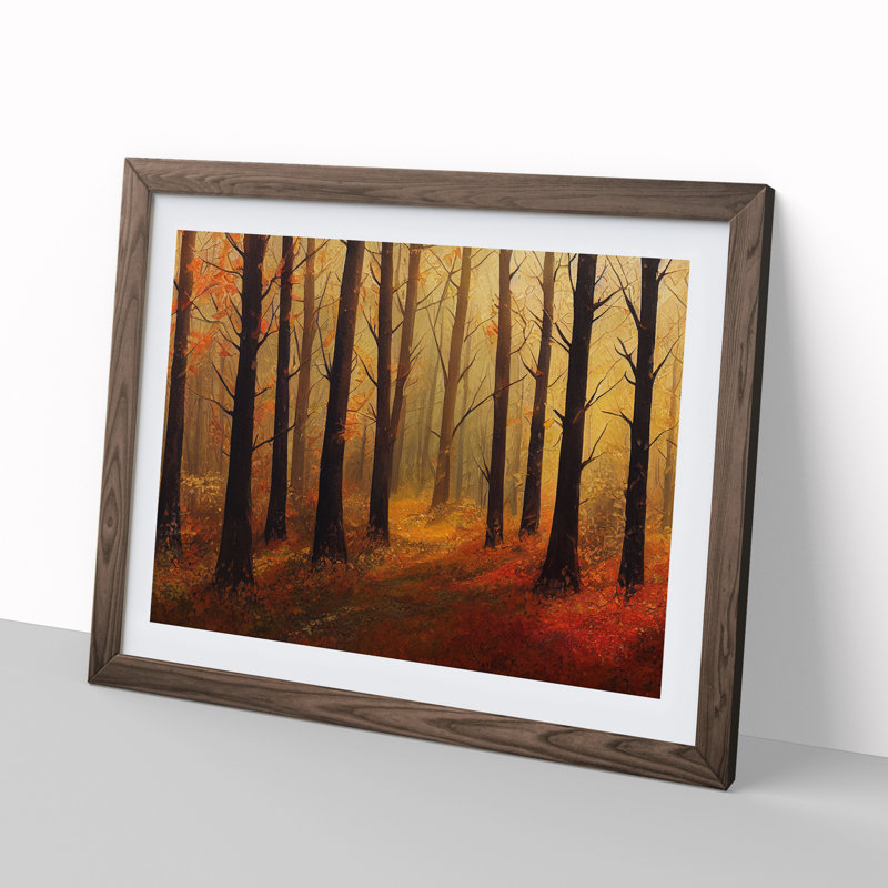 An Appealing Autumn Forest - Single Picture Frame Print, Walnut, 25cm H x 34cm W x 2cm D