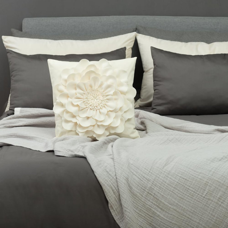  Housse de coussin en toile appliquée, Blanc