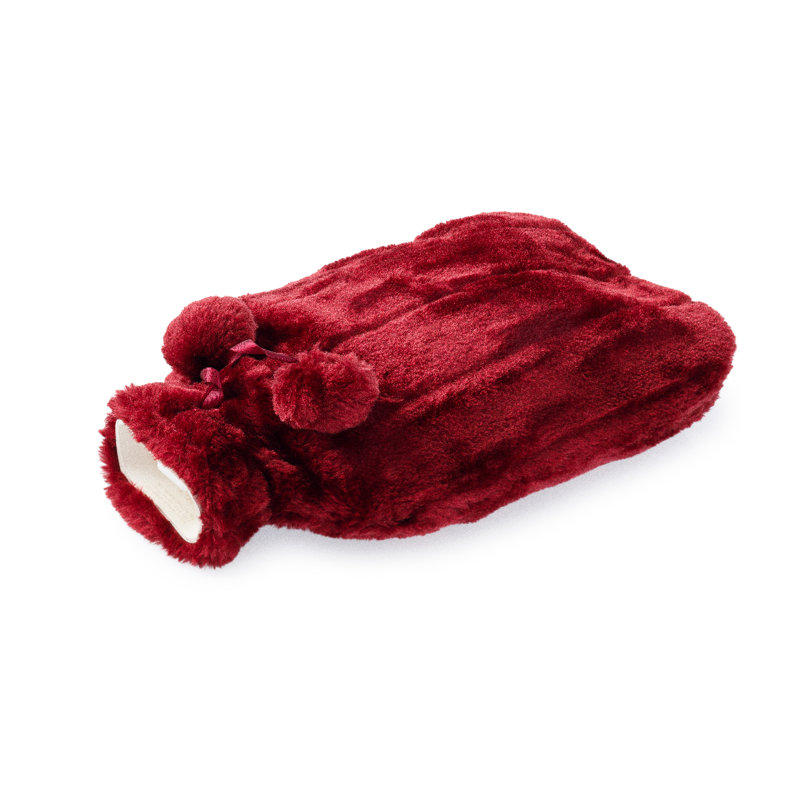 Blue Canyon 2000ml Rubber & Fur & Synthetic Fur Hot Water Bottle, Burgundy