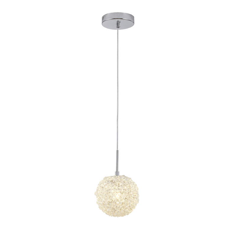 Transitional 1-Light Beaded Crystal Pendant , Chrome