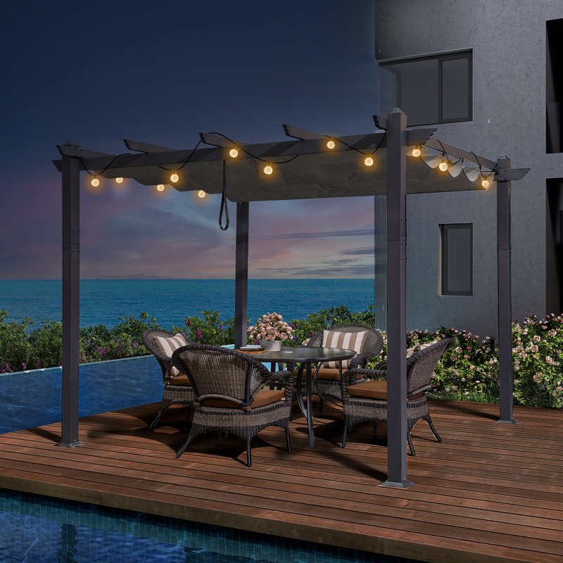 3m x 3m Metal Pergola, Grey