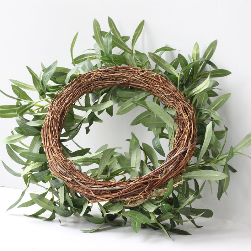 16" Green Handmade Faux Olive Polyester Wreath