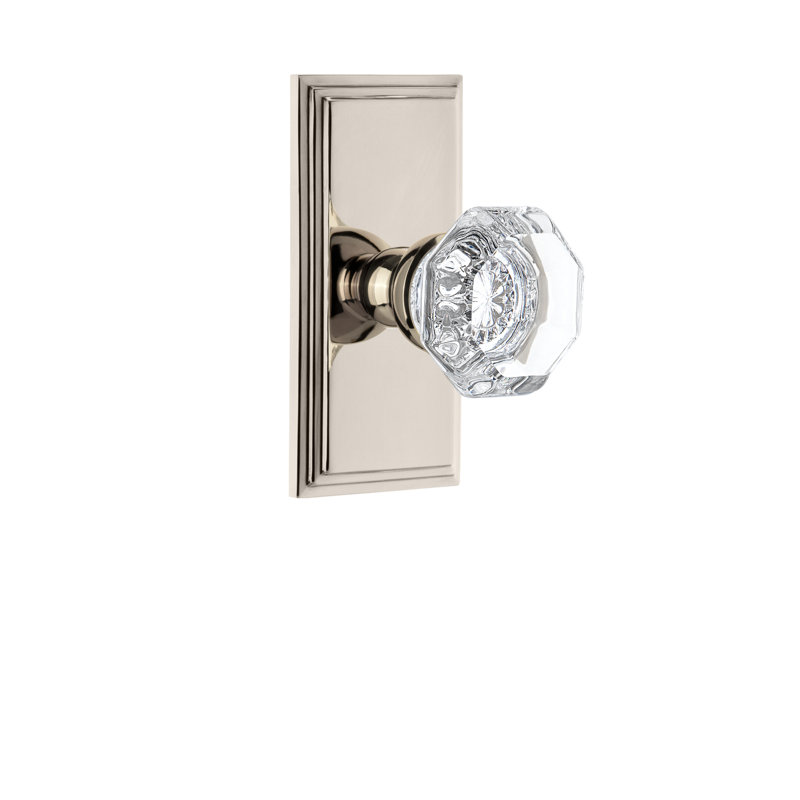 Grandeur Carré Plate Double Dummy with Chambord Crystal Door Knob, Polished Nickel
