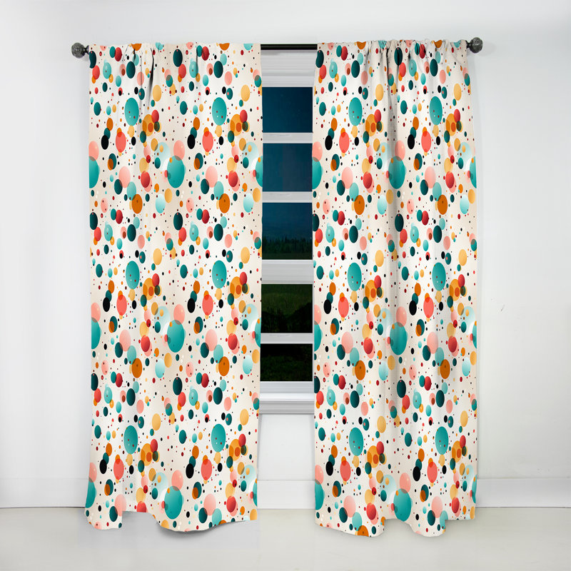 Motif à pois multicolore vibrant III - rideau abstrait - rideau obscurcissant - 1 panneau, L 52 po x L 120 po