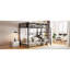 Lit mezzanine simple en métal noir avec rangement latéral et tablette supérieure - Conception moderne, construction facile à assembler, utilisation pratique-130833862
