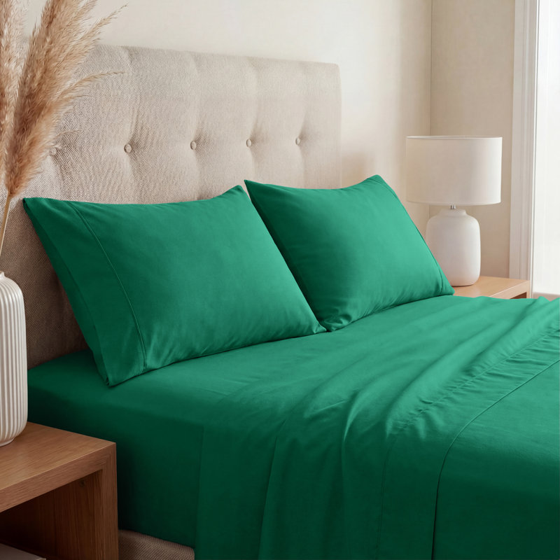 Superior 800 Thread Count Cotton Blend Solid Deep Pocket Sheet Set, California King 5Pc Set, Hunter Green