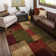 Tapis brun clair / rouge touffeté à motif géométrique Beunka