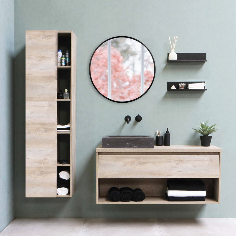 Wilnelia Flat Mirror, Black, 28" x 28"