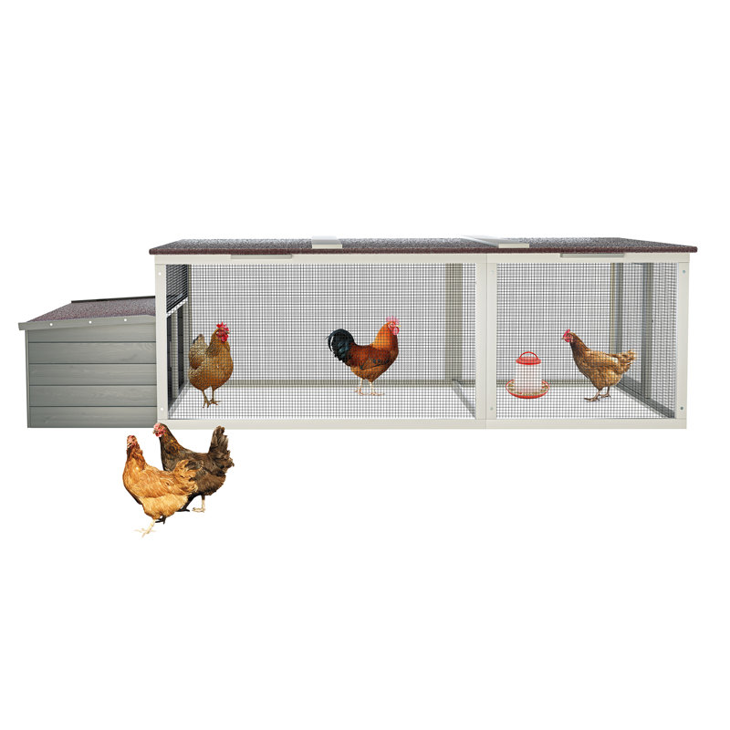 Toit en asphalte, poulailler 20,93 pi, enclos sécuritaire, nichoir, grand poulailler extérieur de 20,93 pi avec verrous et boîte pour ferme