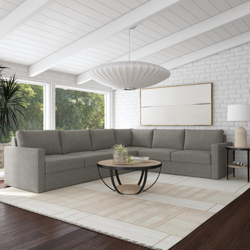 Canapé modulaire rembourré 6 pièces Flex, H 37 po x l 133 po x P 38 po, Mélange de polyester bleu