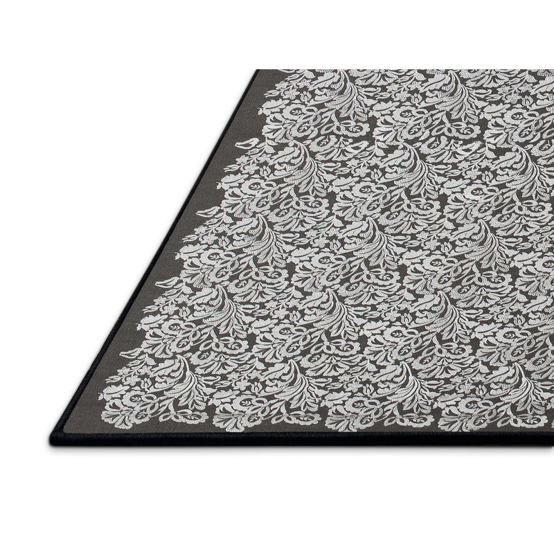 Tapis gris/zone noire contemporaine, Rectangle 5 pi x 7 pi