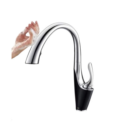 Robinet de cuisine rétractable à poignée simple avec accessoires