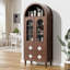 Garde-manger arqué avec portes en verre, 4 tablettes et 2 tiroirs, armoire de rangement-1971944816