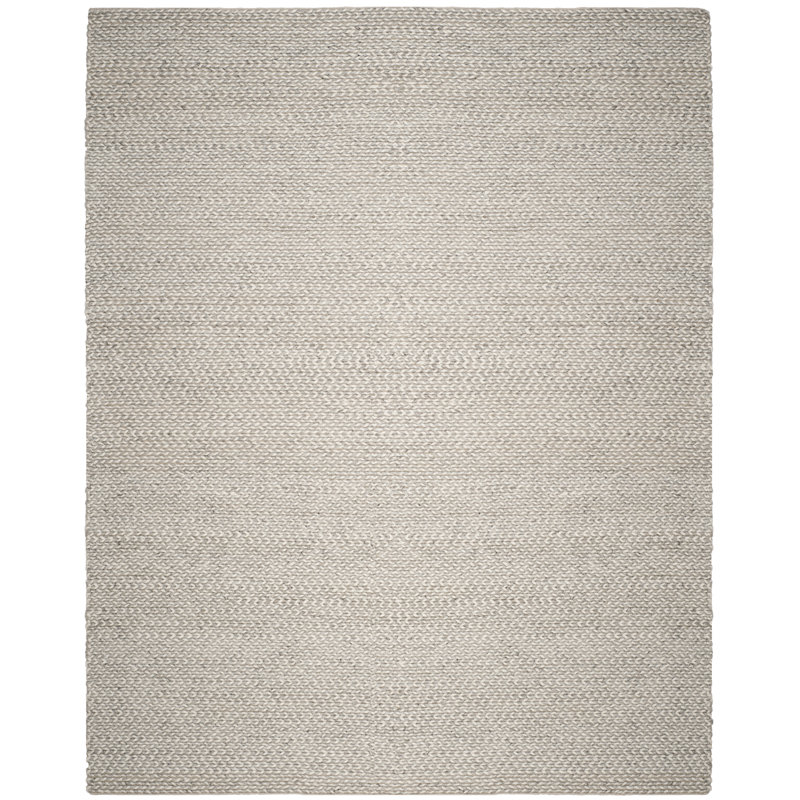 Hand-Tufted Ivory/Silver Area Rug, Rectangle 8' x 10'