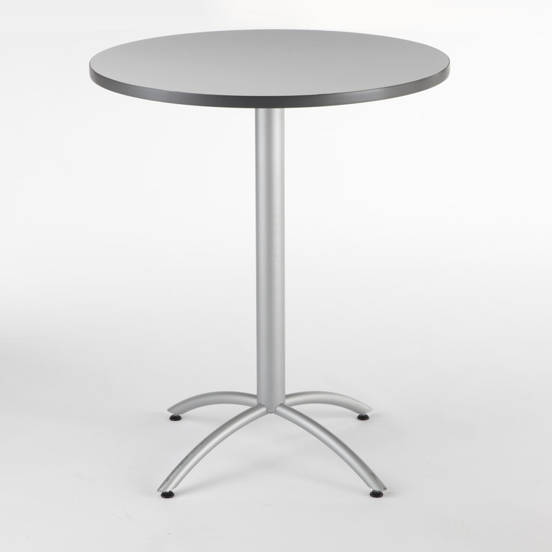 Aleksandras Round Metal Base Dining Table, Gray, 42"H x 36"L x 36"W