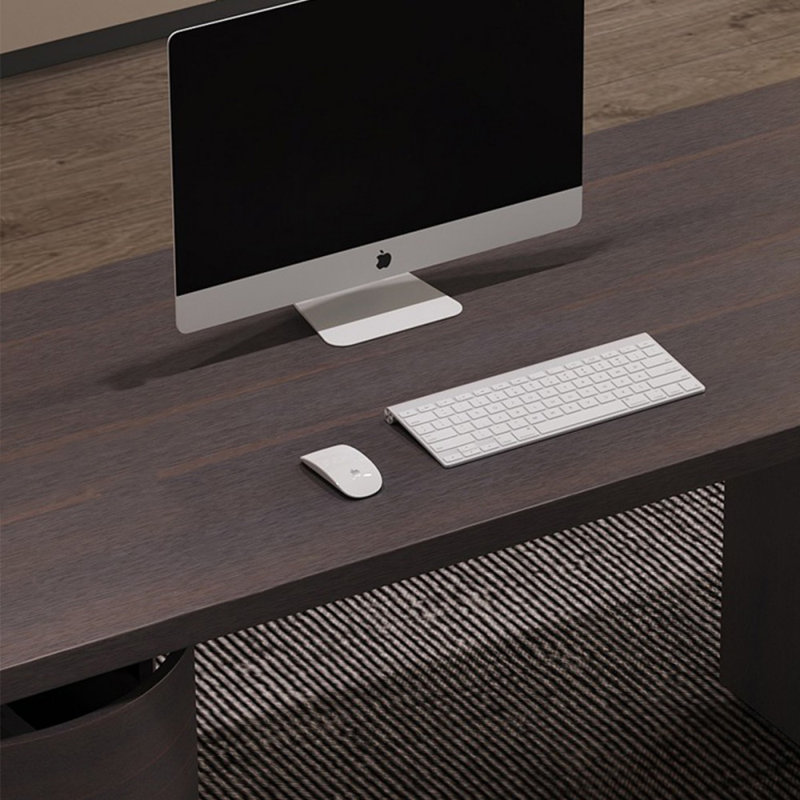 Bureau rectangulaire en bois manufacturé Smoky Wood, Retour à gauche, H 29,53 po x l 70,87 po x P 27,56 po