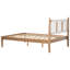 Bohemian - Inspired Queen Size Bed With Woven Leather Back, Natural Wood, Finish And Pine Frame, Weight Balanced Slats